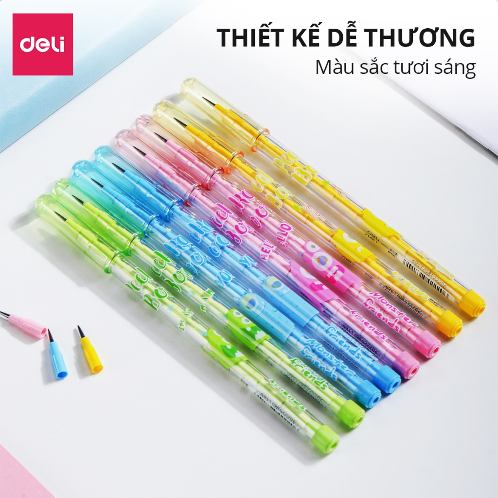 [TRỢ GIÁ] Hộp 20 Bút Chì Khúc 2B Học Sinh Deli Chì Đậm Hình Dễ Thương - Bút Viết Chì Đốt Cho Bé Tập Viết
