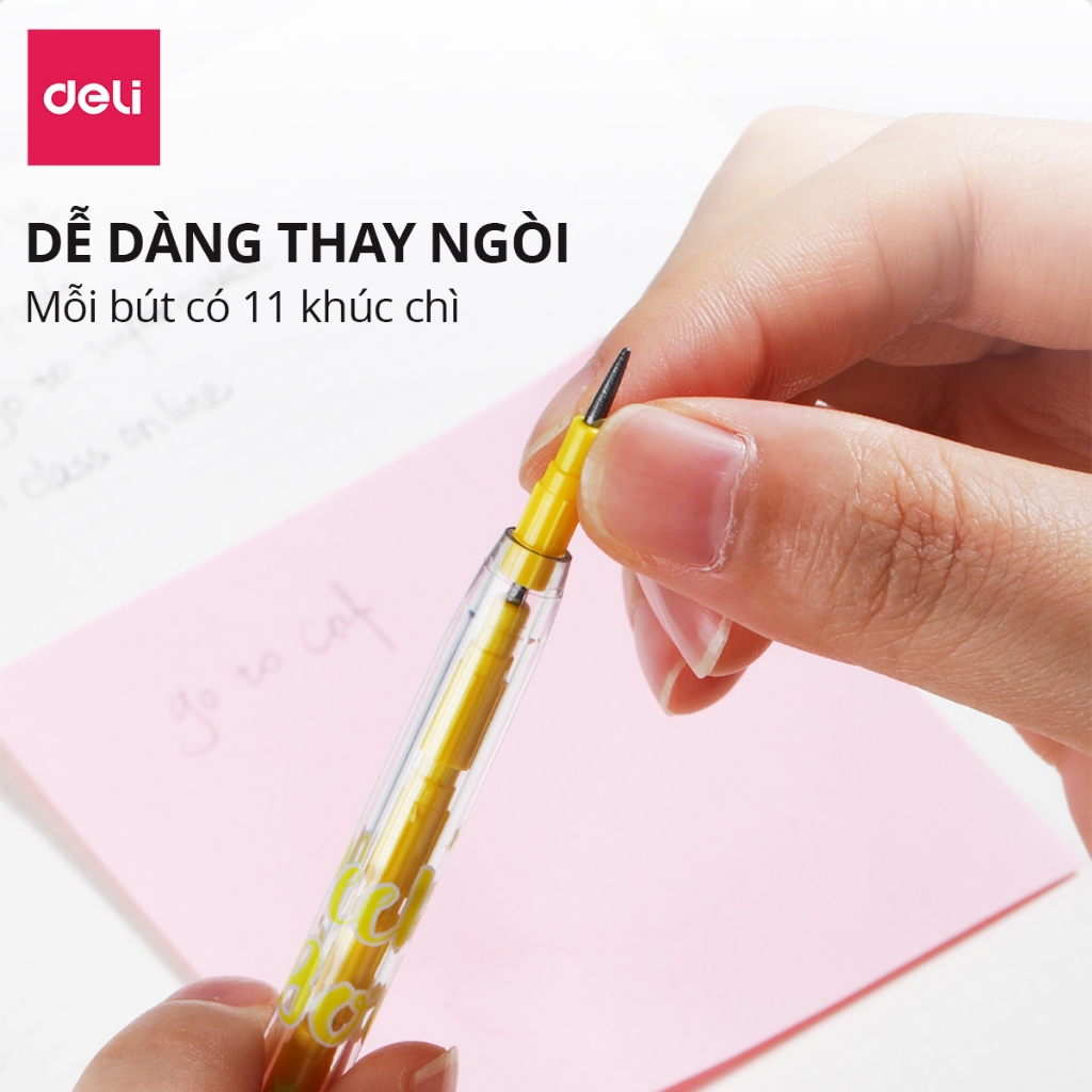 [TRỢ GIÁ] Hộp 20 Bút Chì Khúc 2B Học Sinh Deli Chì Đậm Hình Dễ Thương - Bút Viết Chì Đốt Cho Bé Tập Viết