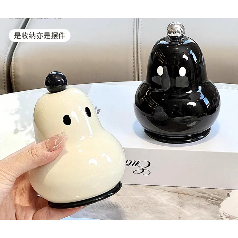 Hộp đựng bông, đựng tăm chất liệu gốm sứ phong cách sang trọng
