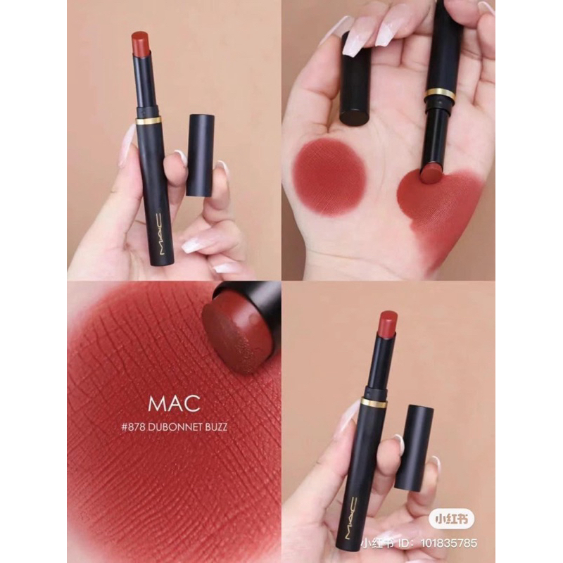 Son Mac Auth 878 Buzz đỏ gạch MAC Powder Kiss Velvet Blur Slim