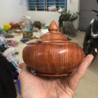 Gạt tàn gỗ Hương cao cấp - hàng Kỹ đẹp tiện thủ công có nắp đậy giá tại xưởng Nhị Khê