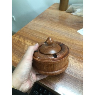 Gạt tàn gỗ Hương cao cấp mẫu trụ có nắp đậy sang trọng tiện lợi Giá tại xưởng làng nghề tiện Nhị Khê