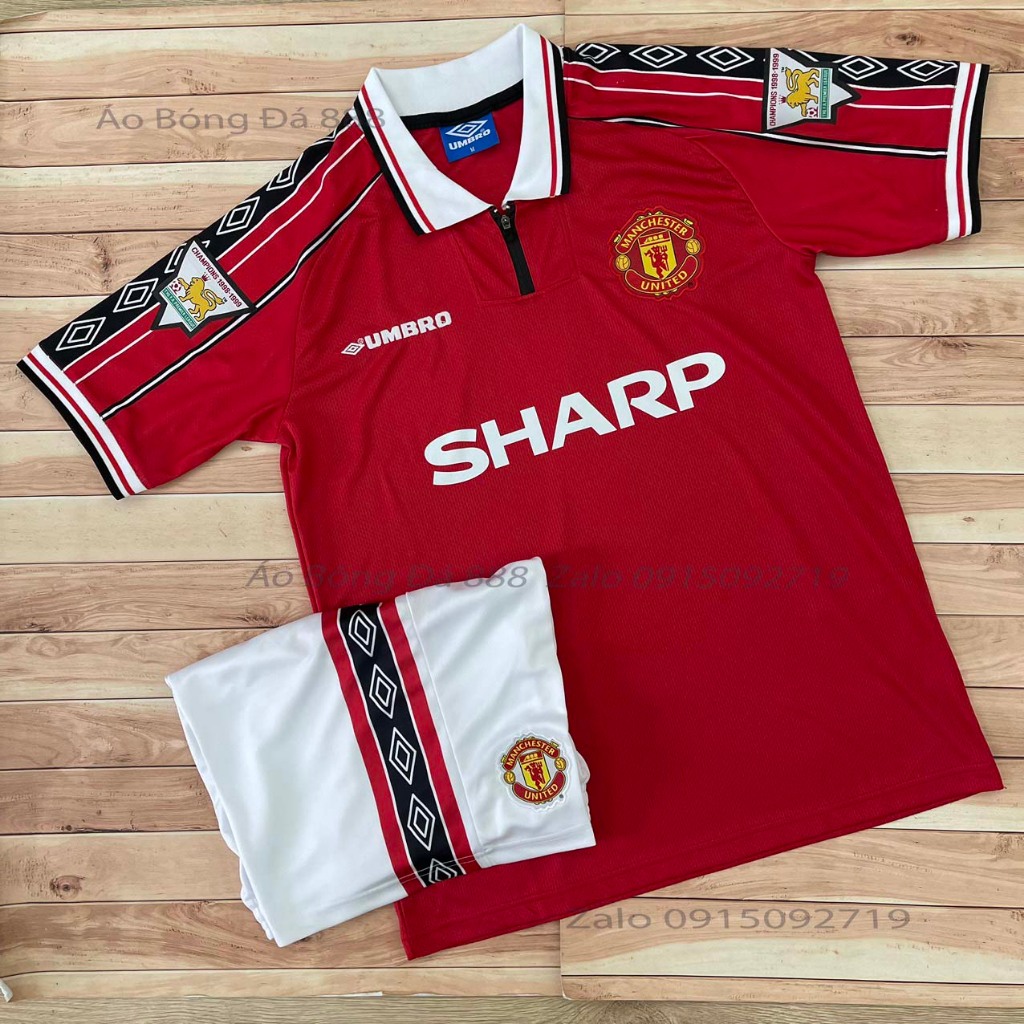 Bộ Quần Áo Bóng Đá CLB Manchester United Retro 1999, Áo Đá Banh MU 1999 ...