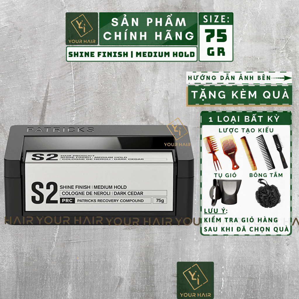 Sáp vuốt tóc PATRICKS S2 Shine Finish | Medium Hold - 85gr