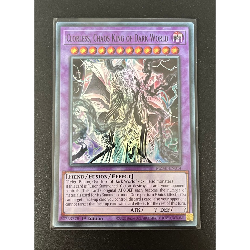 Yu-Gi-Oh! Sammelkarte 'Clorless, Chaos King Of Dark World' – MZMI-EN014 Super Rare 1. Auflage