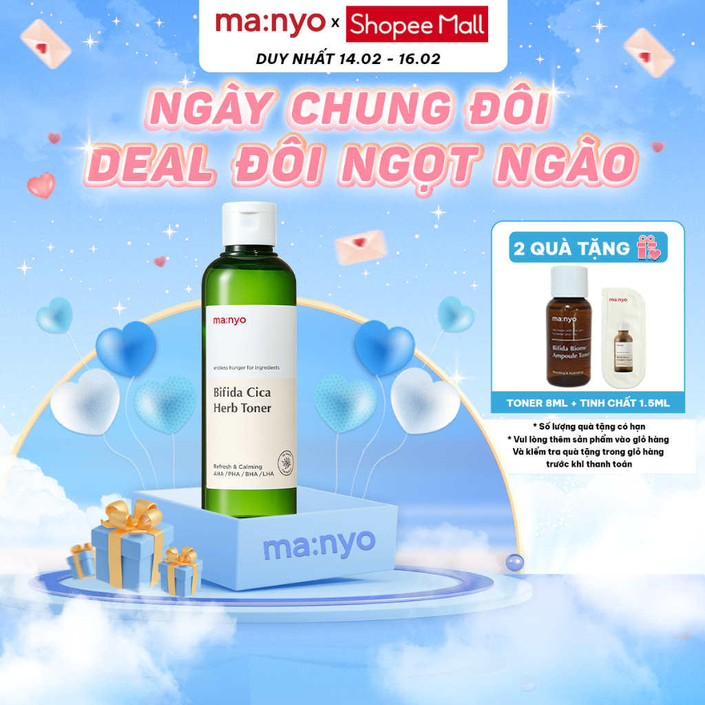 Nước hoa hồng ma:nyo Bifida Cica Herb Toner 210ml hạn chế dầu thừa, thu ...