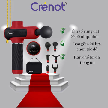 Súng massage cầm tay Crenot Therap M5 máy matxa thư giãn giảm đau nhức toàn thân với 6 đầu mát xa cao cấp và 20 cấp độ