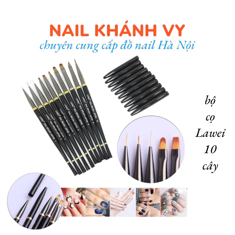 bộ cọ Lawei 10 cây vẽ móng tay ( cọ Nhật ) Brush làm móng NAIL KHANH VY