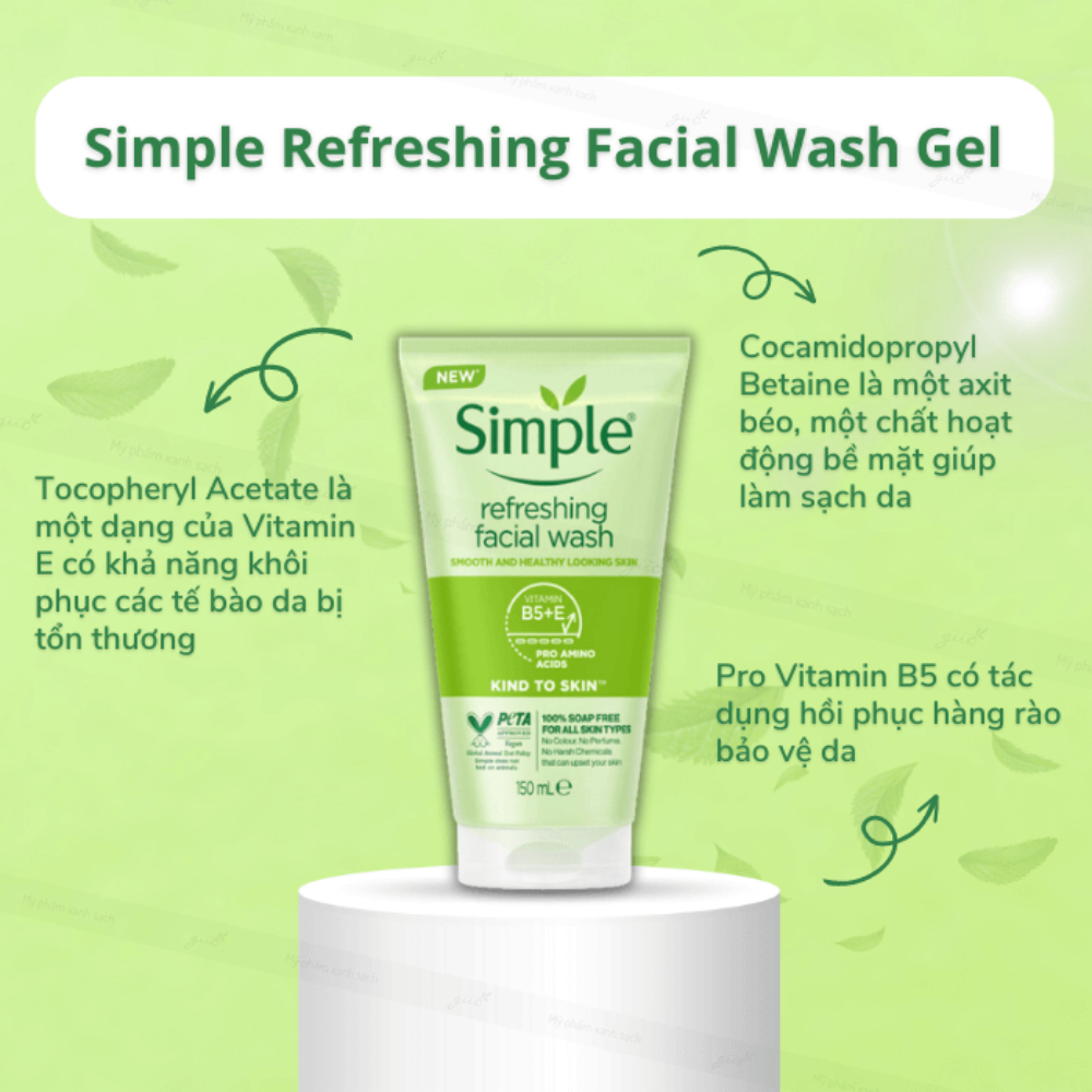 Ảnh Sữa rửa mặt Simple Kind To Skin Refreshing Facial Wash 150ml làm sạch da giúp da mềm mịn 4