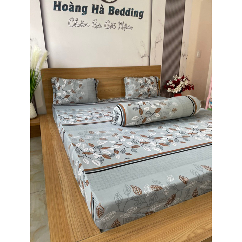 bộ ga thun Hàn quốc LÁ XÁM MỚI, thoáng mát, không xù lông