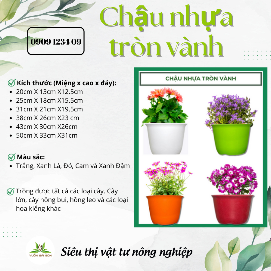 Chậu tròn vành tròn chậu nhựa trồng cây 2