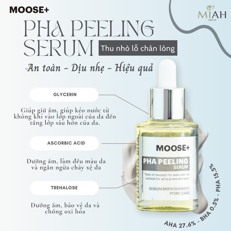 Serum peel da Moosepro+ PHA peeling serum 30ml - hạn 2028 Hàn Quốc  IS430