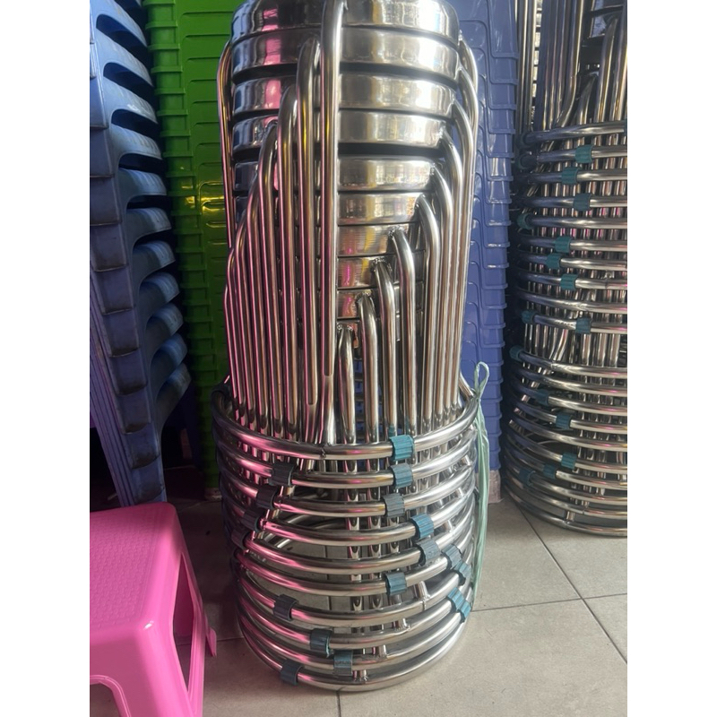 ghế inox ăn cơm ăn tiệc có vòng kiềng combo từ 5 đến 10 cái
