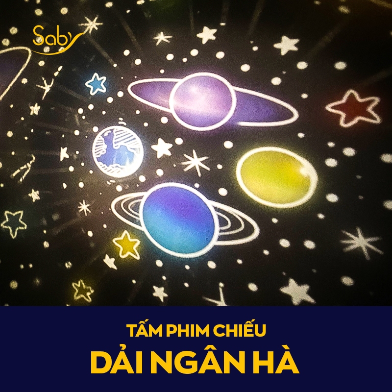 Ảnh Đèn chiếu sao Saby Dreamz kèm 3 tấm phim chiếu TỰ CHỌN, pin sạc, xoay 360 độ với 3 màu ánh sáng, BH 12 tháng 1