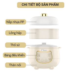 Nồi nấu cháo chậm MISAN 1.0L cho bé ăn dặm, nồi chưng yến hấp cách thủy ninh hầm đa năng bảo hành 24 tháng