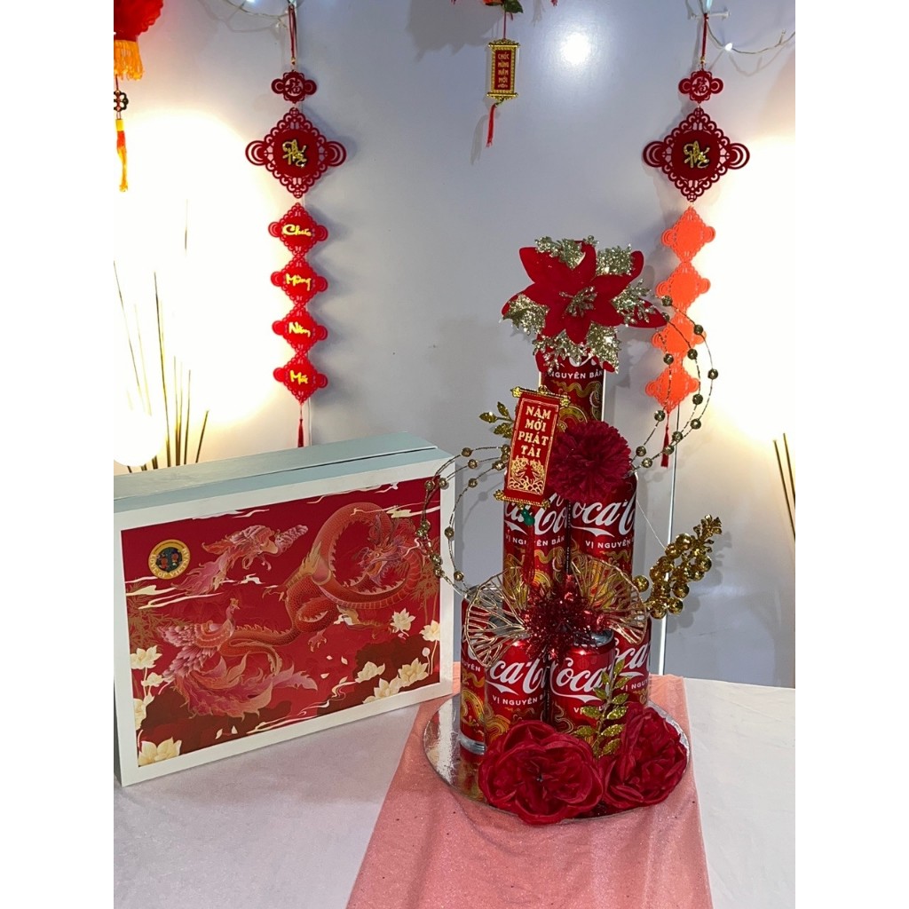 SET PHỤ KIỆN TRANG TRÍ THÁP NƯỚC TẾT XUÂN mẫu 6 (hoa, phụ kiện màu ngẫu nhiên)