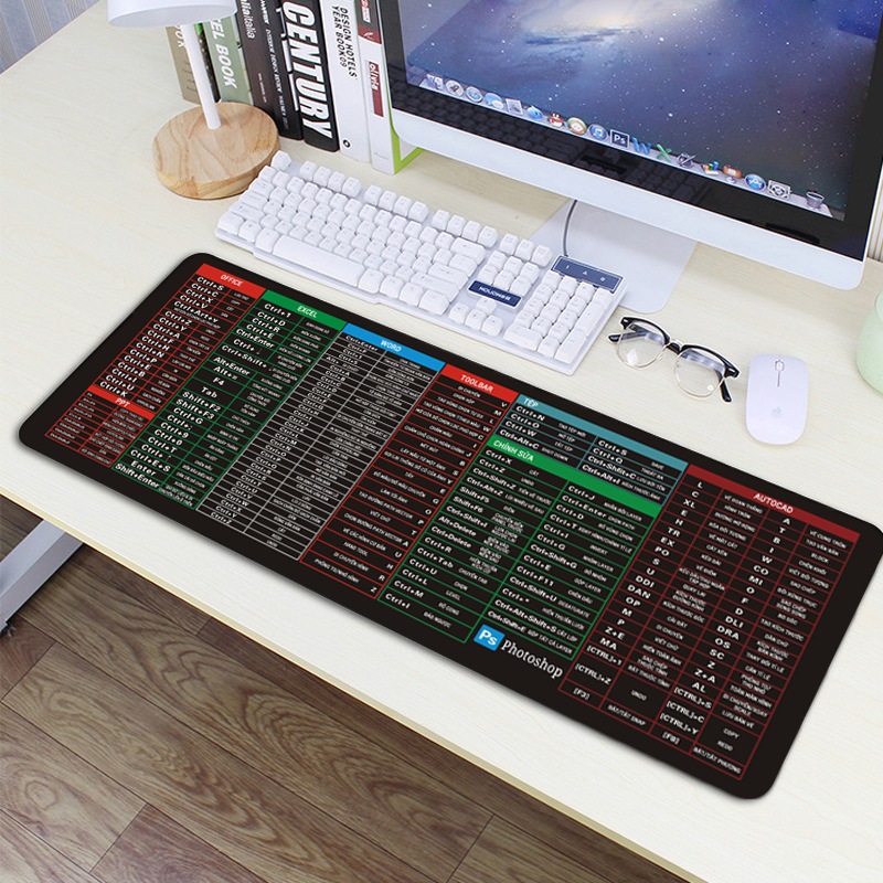 Bàn Di Pad Lót Chuột 30×80 Hình Công Thức Phím Tắt Phần Mềm Máy Tính Văn Phòng