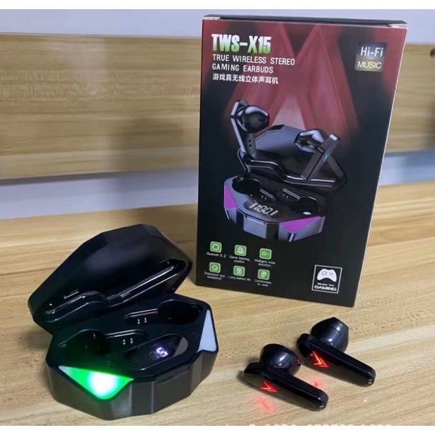 Tai Nghe Gaming X15 Bluetooth 5.1 Không Dây Giảm Tiếng Ồn Cảm Ứng Điều Khiển Vân Tay Âm Thanh Tốt Bảo Hành 12 Tháng