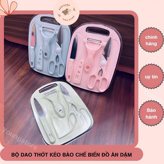 bộ dụng cụ dao thớt nhà bếp 5 món chế biến ăn dặm cho bé
