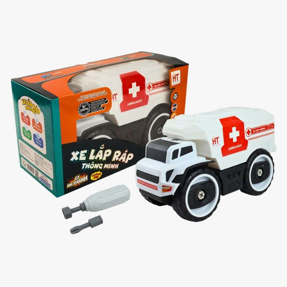 Xe Ô Tô Cảnh Sát Cảnh Sác, Xe Cứu Thương Cấp Cứu Lắp Ráp Thông Minh Có Âm Thanh
