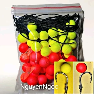 Túi 50 Hạt Bolie Lăng Xê 8.5mm, 7.5mm Kèm Dây Buộc Độ Lăng Xê, Hạt Xốp Câu Cá