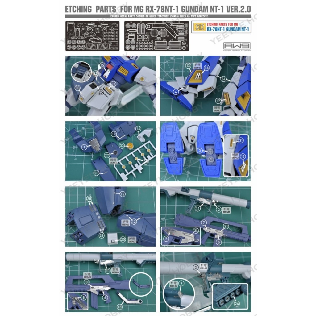 PHỤ KIỆN MOD AW9 - S012 - PHOTO ETCH NÂNG CẤP CHO 1/100 MG RX-78NT-1 MÔ ...