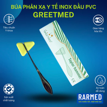 Búa phản xạ y tế Greetmed tam giác đầu nhựa cán Inox cao cấp - Nhiều màu lựa chọn