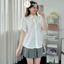 Áo sơ mi Babydoll Hari Chất Thô Boil Cổ Sen Tay Bồng Ulzzang 419 P3K6