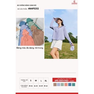(Có sẵn) 4NHF03 Áo chống nắng nữ CARDINA thiết kế cánh dơi mũ liền công nghệ cool max chống tia cực tím hiệu quả 4NHF03