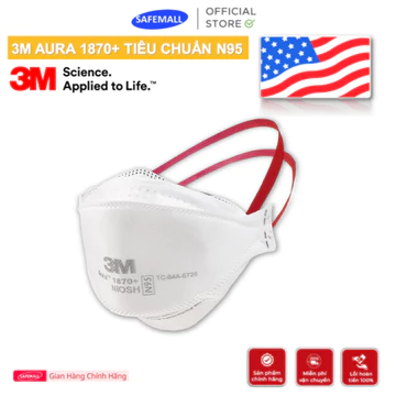Khẩu trang lọc bụi siêu mịn 3M Aura 1870+ Tiêu chuẩn N95 NIOSH USA lọc bụi siêu mịn, sử dụng trong phẫu thuật - SAFEMALL
