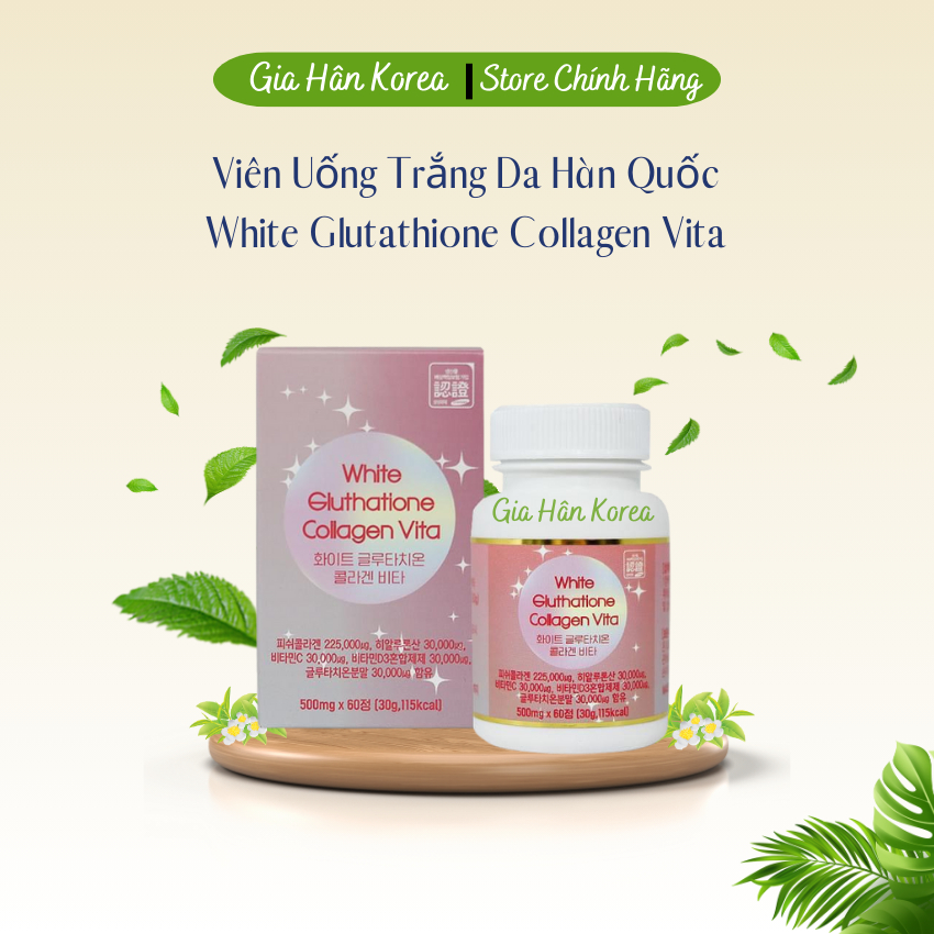 Vin Ung Trng Da White Glutathione Collagen Vita Hn Quc Hp 60 Vin |  Shopee Vit Nam