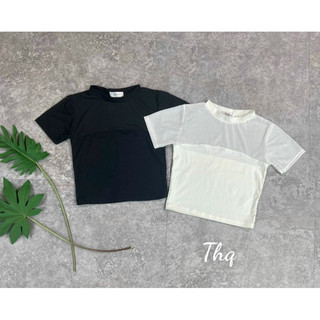 Áo thun lưới trơn cộc tay Phối zip trơn dáng Crop ôm