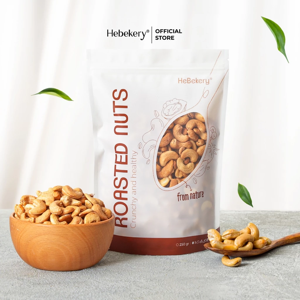 Hạt Điều Rang Mộc Nguyên Hạt Tách Vỏ Chuẩn Xuất Khẩu HEBEKERY by HEBE - Size To Giàu Dinh Dưỡng - 500gr