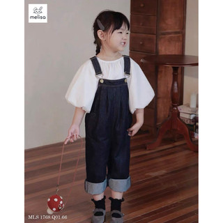 (Chính hãng) Yếm jean cho bé gái. Yếm jean quần ống suông cho bé siêu nịnh dáng 2-12Y 13-45kg