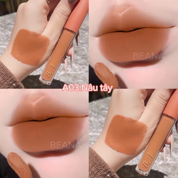 [ Tặng kèm gương mini] Son kem son lì B.A Velvet lips Màu nâu tây Tone siêu Tây, sang chảnh