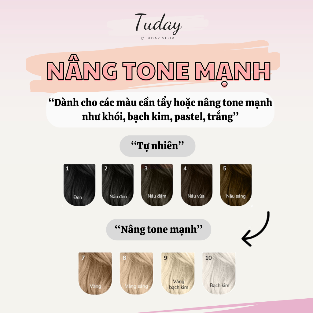Thuốc NÂNG TONE Tóc - Nâng Tông Sáng, Nâng Nhẹ, Nâng Mạnh, Hỗ Trợ Nhuộm Tóc Chuẩn Màu | Tudayhair, Tudayhairs