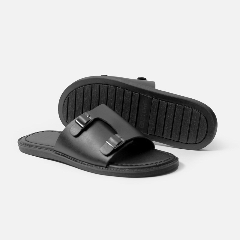Ảnh Dép nam da bò G2 Hades dáng sandal quai ngang, Dép da double monk strap công sở thời trang lịch sự 3