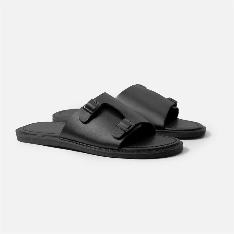 Ảnh Dép nam da bò G2 Hades dáng sandal quai ngang, Dép da double monk strap công sở thời trang lịch sự 2