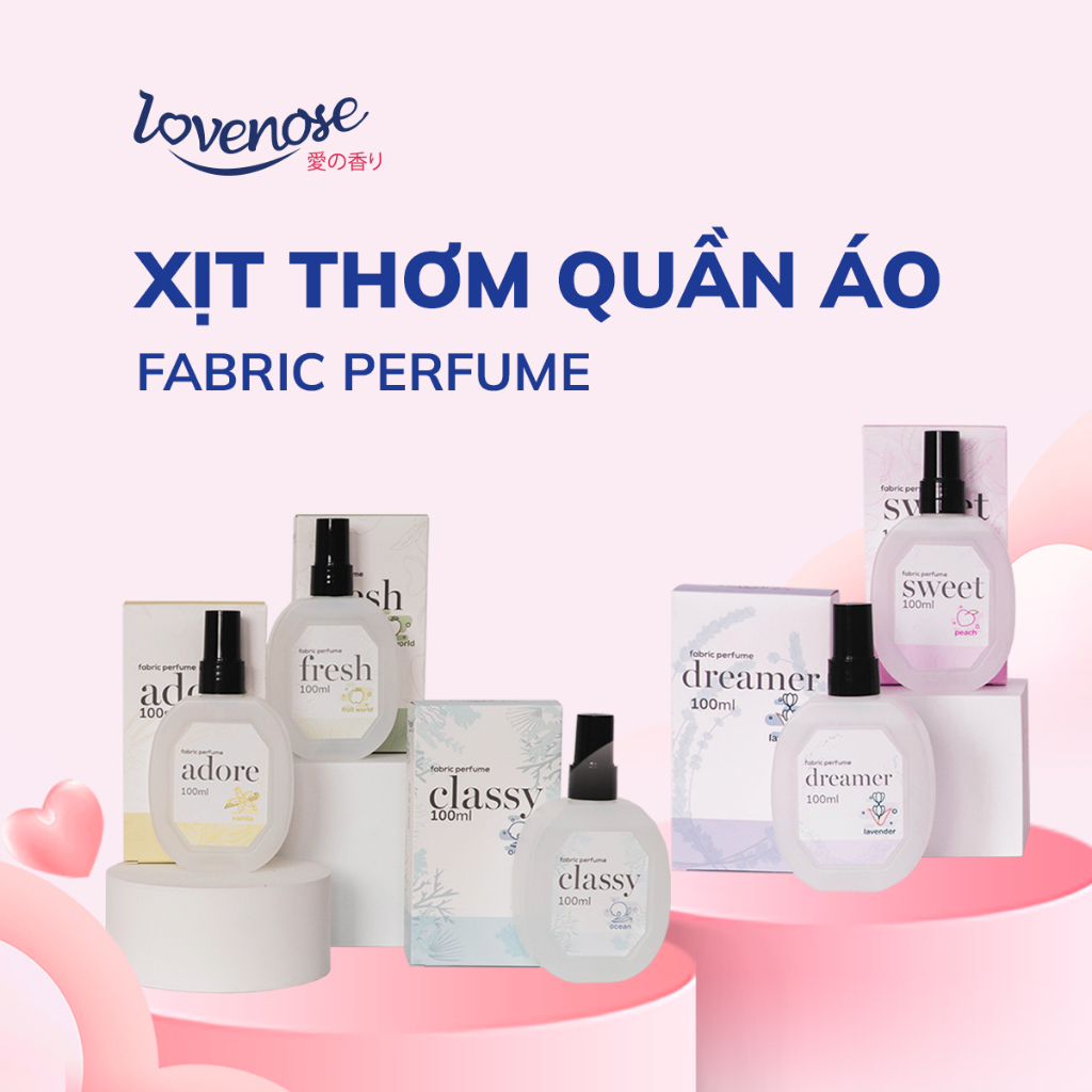Ảnh Xịt thơm quần áo Lovenose 100ml chiết xuất tinh dầu thiên nhiên thơm mát khử mùi hôi, chai xịt thơm tủ quần áo 4