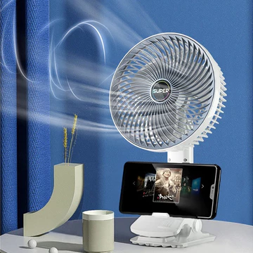 Quạt Tích Điện Để Bàn Super, Quạt Kẹp Bàn Sạc Tích Điện Tiện Dụng 3 Tốc Độ Gió