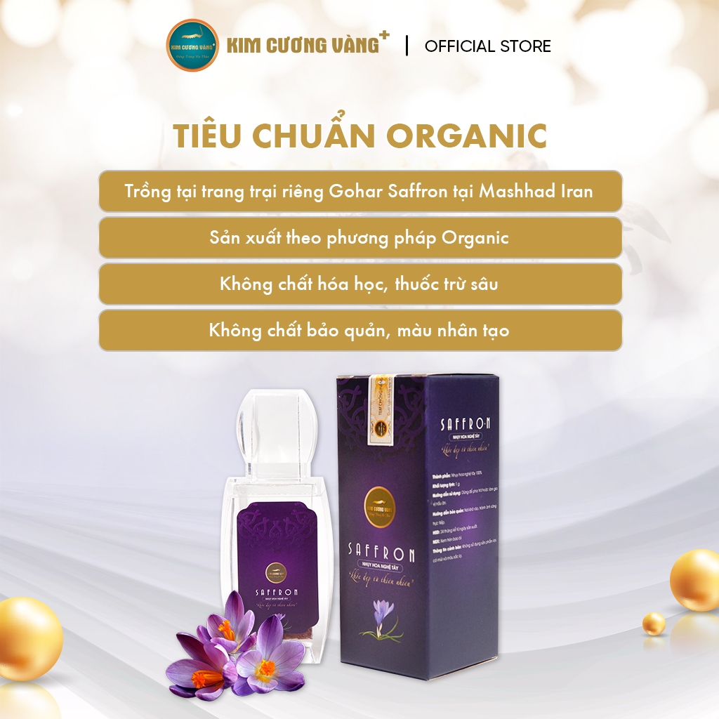 Ảnh Nhụy Hoa Nghệ Tây Saffron Kim Cương Vàng - Dưỡng Da,Cải Thiện Tâm Trạng, Giảm Mệt Mỏi (1Gr/Hộp) 3