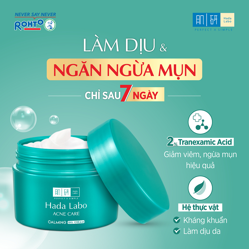 Ảnh Gel dưỡng ẩm cho da mụn, nhạy cảm Hada Labo Acne Care Calming Gel Cream 50g 3