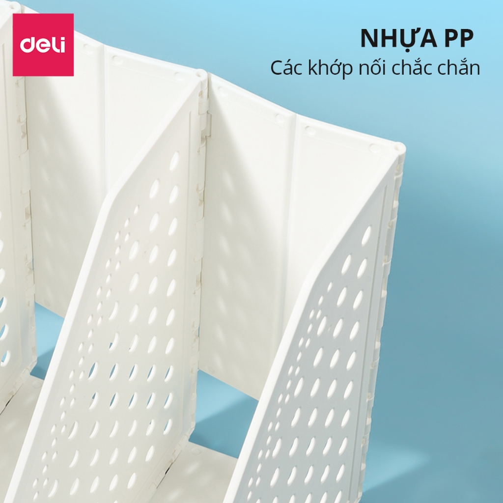 Giá Khay Kệ Đựng Tài Liệu Deli 4 Ngăn, Kệ Hồ Sơ Văn Phòng, Giá Sách Vở Tiện Lợi Màu Pastel Dễ Thương Có Thể Thu Gọn