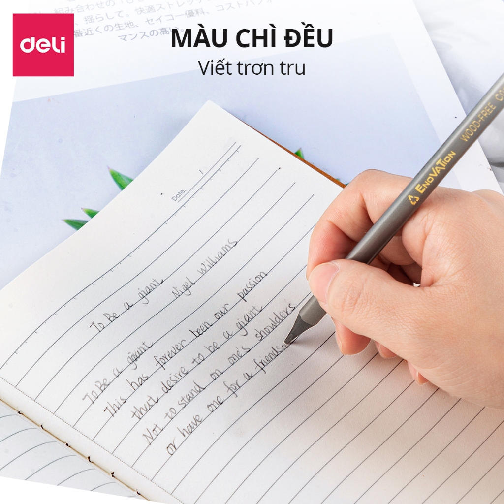 Bút Chì Bạc 1K HB Tam Giác Deli - Dễ Tẩy Xóa An Toàn Vẽ Mỹ Thuật Tập Viết Làm Bài Kiểm Tra Học Sinh Sinh Viên Trẻ Nhỏ