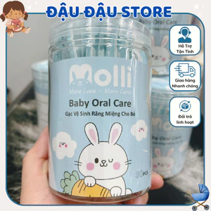 Gạc Rơ Lưỡi Trẻ Em Molli Dạng Que Đã Tiệt Trùng Cho Be Sơ Sinh - Hộp 30 Que Tiêu Chuẩn Cho Bé Đậu Đậu Store