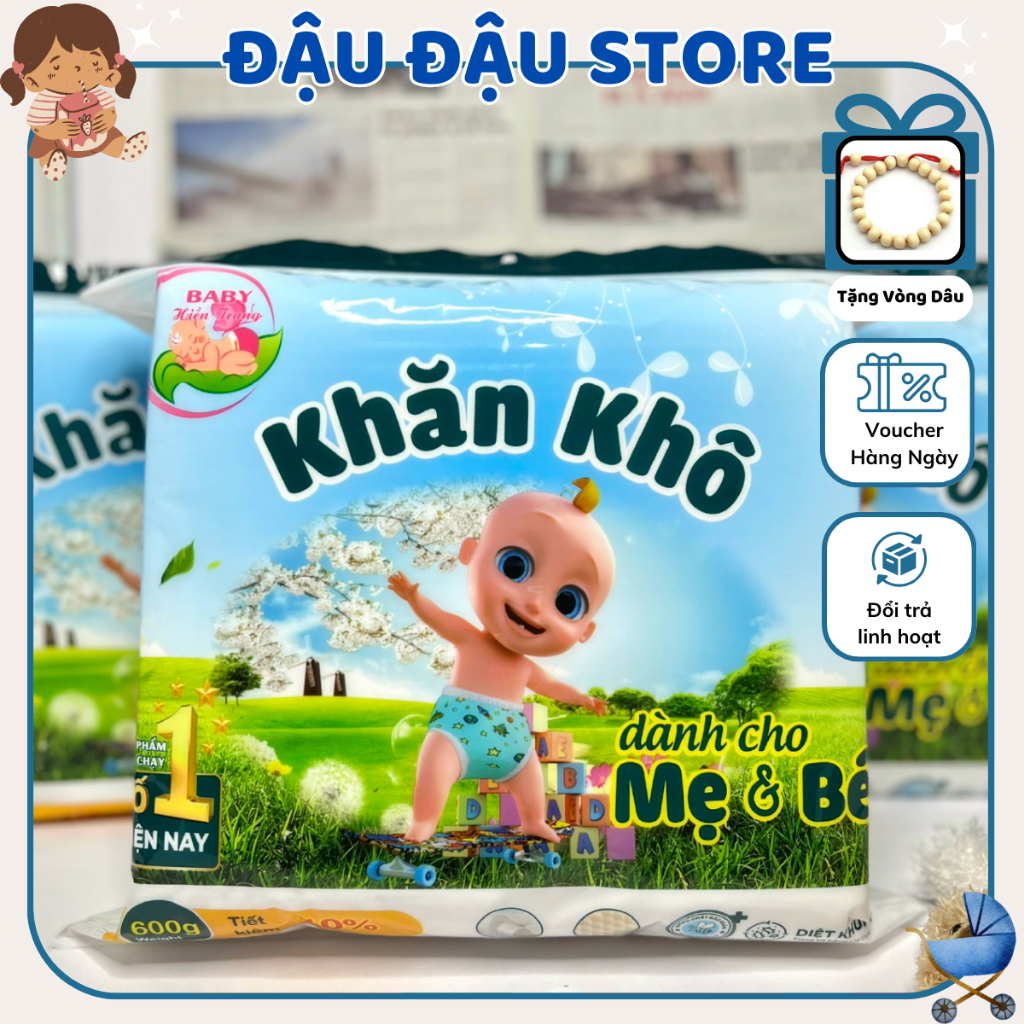 Khăn khô đa năng Hiền Trang chấm bi cao cấp cho bé và mẹ - Thấm hút, mềm mại, min da an toàn cho bé 600g