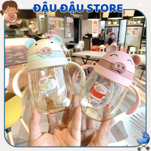 Bình đựng nước 350ml cho bé có tay cầm, van chống sặc, chống rò rỉ nước cho bé tập uống nước Đậu Đậu Store