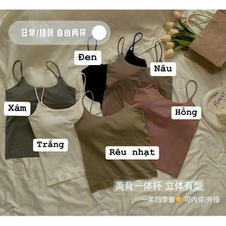 Áo hai dây kiểu bra thân dài mặc nhà, mặc lót trong có đệm mút hãng chun chun