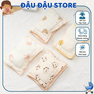 Gối Xô Lõm Sơ Sinh Morry Chống Lõm Đầu Có Túi Zip - Chất Vải Xô Muslin Mềm Mại, Thấm Hút Mồ Hôi Cho Bé Đậu Đậu Store