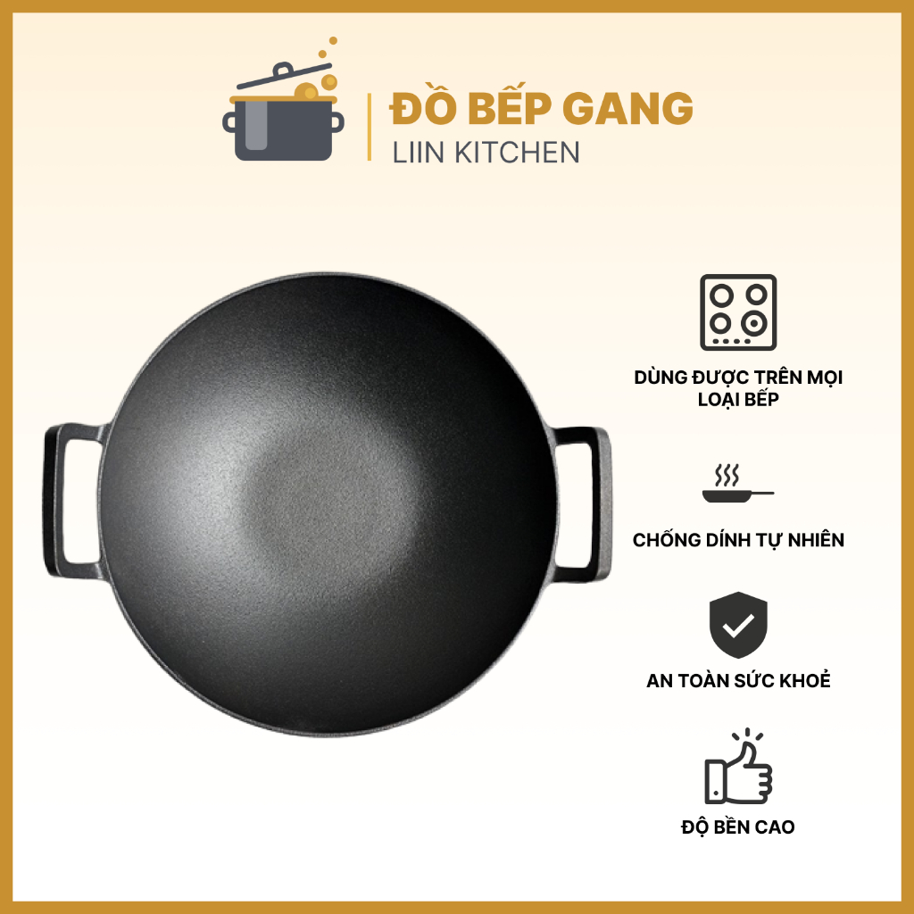 Chảo xào_Chảo Carbon, Chảo Gang Nguyên Khối Sâu Lòng Chuyên Xào, Nấu ...